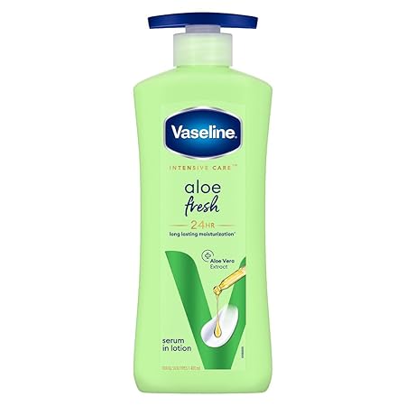 Vaseline Aloe Fresh Body Lotion,24 HR Long Lasting Moisturisation with Aloe Vera extract and Menthol 400ml