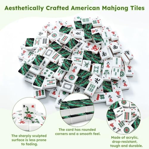 Juego de mesa American Mahjong con 166 fichas acrílicas miniatura 6