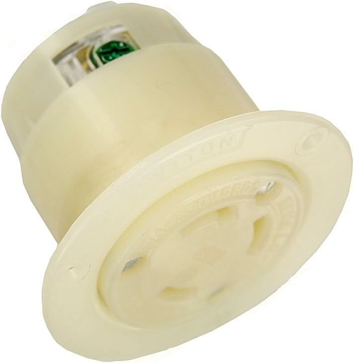 Leviton 30 Amp, 250 Volt, Flanged Outlet Locking Receptacle, Industrial Grade, Grounding, 2626F, White