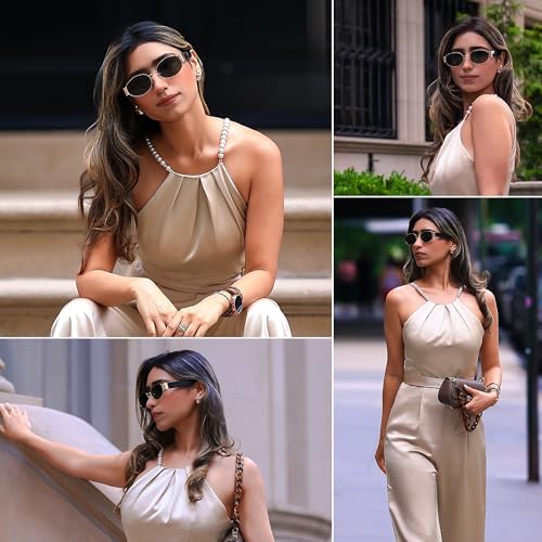 Retro Oval Sunglasses for Women Men Trendy Shades Sun Glasses Plastic Frame UV400 Protection2