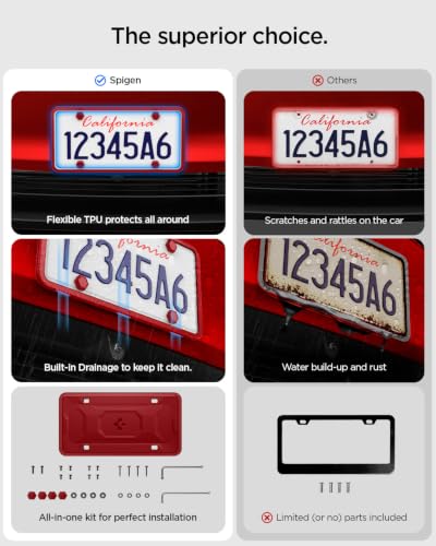 Image of Spigen 1 Pack Car License Plate Frame Holder Screws&Install Kit-Ultra Red