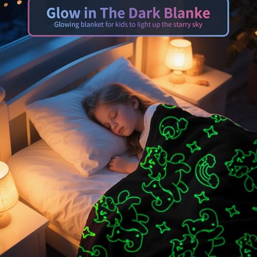 Image of Unicorn Glow in The Dark Blanket, Unicorn Blanket for Girls /Kids, Unicorns Gifts for Girls Age 3-12, Toddler Blanket for Kids, Soft Fleece Blanket Throw Birthday Gift 40 inchx60 inch