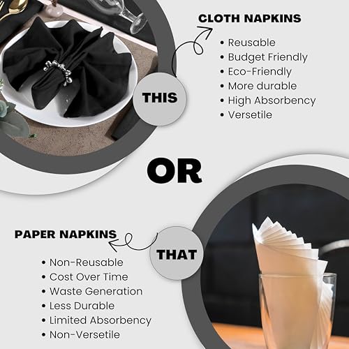 Image of FINGERCRAFT Hemstitched Cotton Table Napkins - Set of 12, 20x20 Inch, 100% Cotton Cloth Napkins with Faggoting Stitching - Durable & Elegant for Parties, Hotels, Everyday Use (Olive Slub)