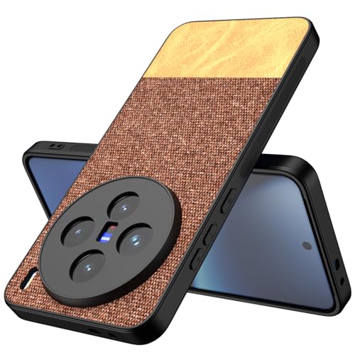 Image of Kapa Soft Fabric & Leather Hybrid Protective Back Cover for Vivo X200 (5G) | Shockproof Slim Hard Anti Slip Back Case (Brown)