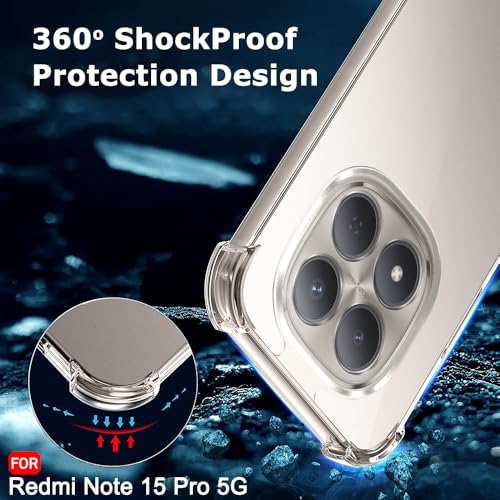 Image of TheGiftKart Crystal Clear Back Cover Case for Mi Redmi Note 15 Pro 5G | Shockproof Soft TPU Case | Cushioned Edges for Ultimate Protection Back Cover Case (TPU, Transparent)