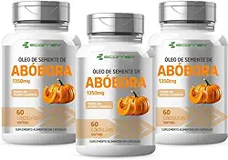 3x Oleo de Semente de Abobora + Vitamina E - Prensado a Frio 1350 Mg 180 Cápsulas - Ecomev