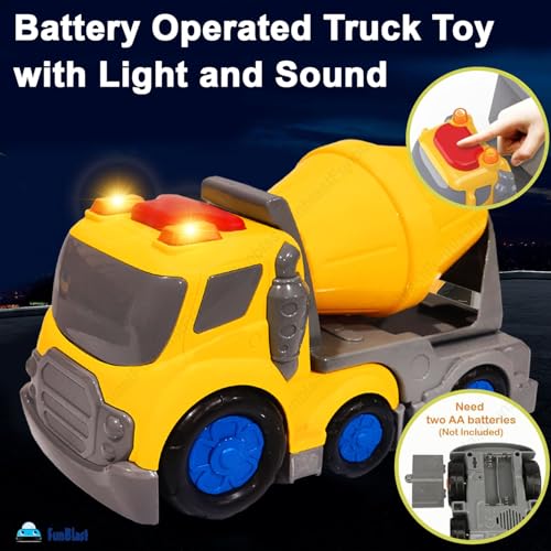Image of FunBlast Cement Mixer Truck and Mini Dumper Truck Toy for Kids, Friction Power Construction Truck Toy for 3+ Years Old Boys and Girls, Pull Back Truck with Light and Sound Toys for Kids (Multicolor)
