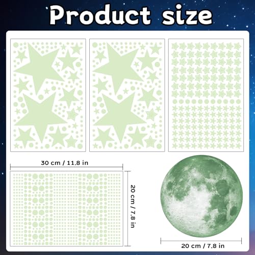 1086 Piezas Estrellas y Luna que Brillan en la Oscuridad miniatura 2