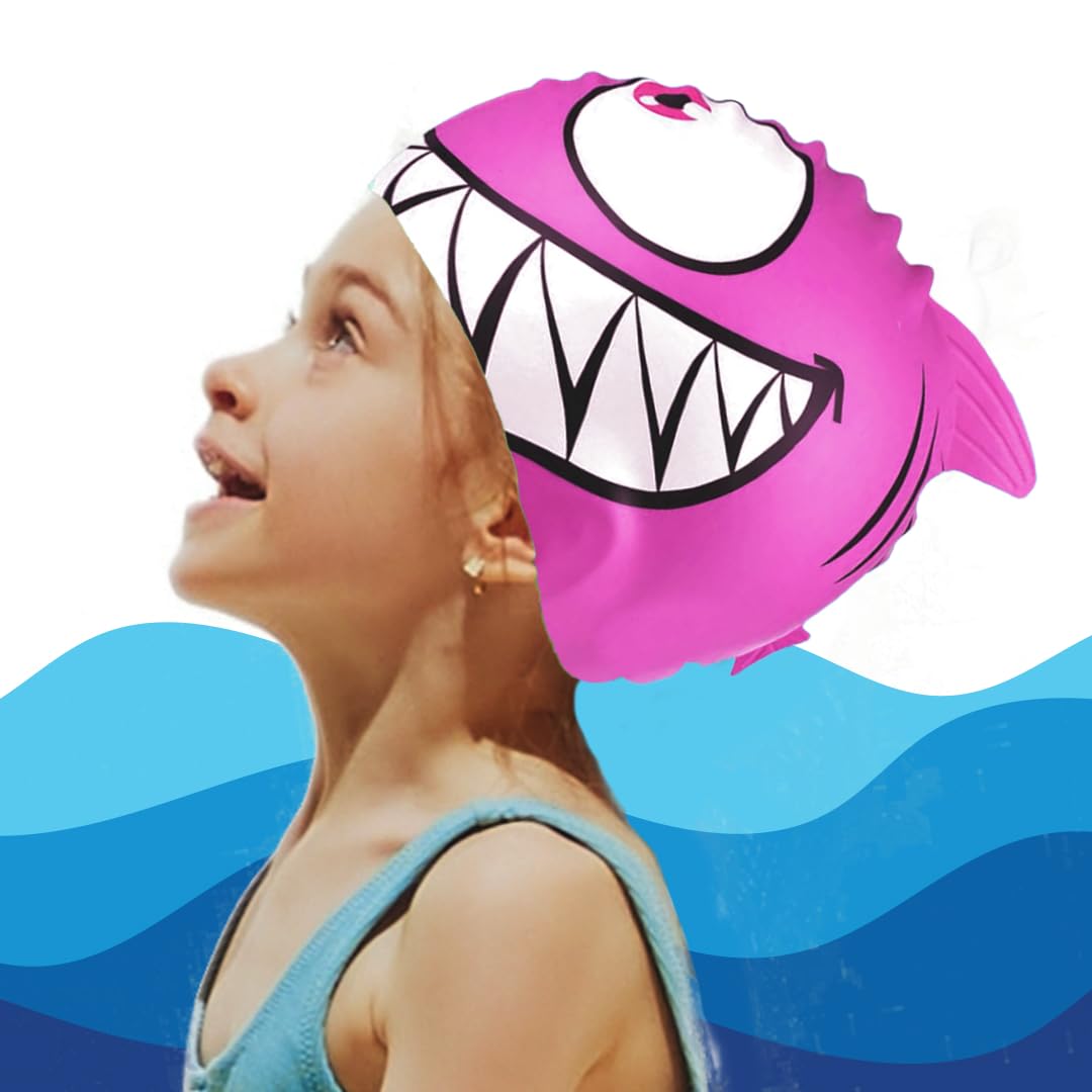 kina - Cuffia da Nuoto Bambini per Piscina, in Silicone, Ipoallergenica, Elastica e Soffice al tatto per Capelli corti e lunghi