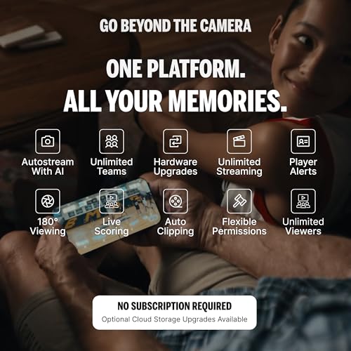 Image of AI Auto-Tracking Sports Filming System, 180 Full-Field Lens & Live Streaming for Basketball, Soccer & Volleyball, Compatible with iPhone 15 Plus
