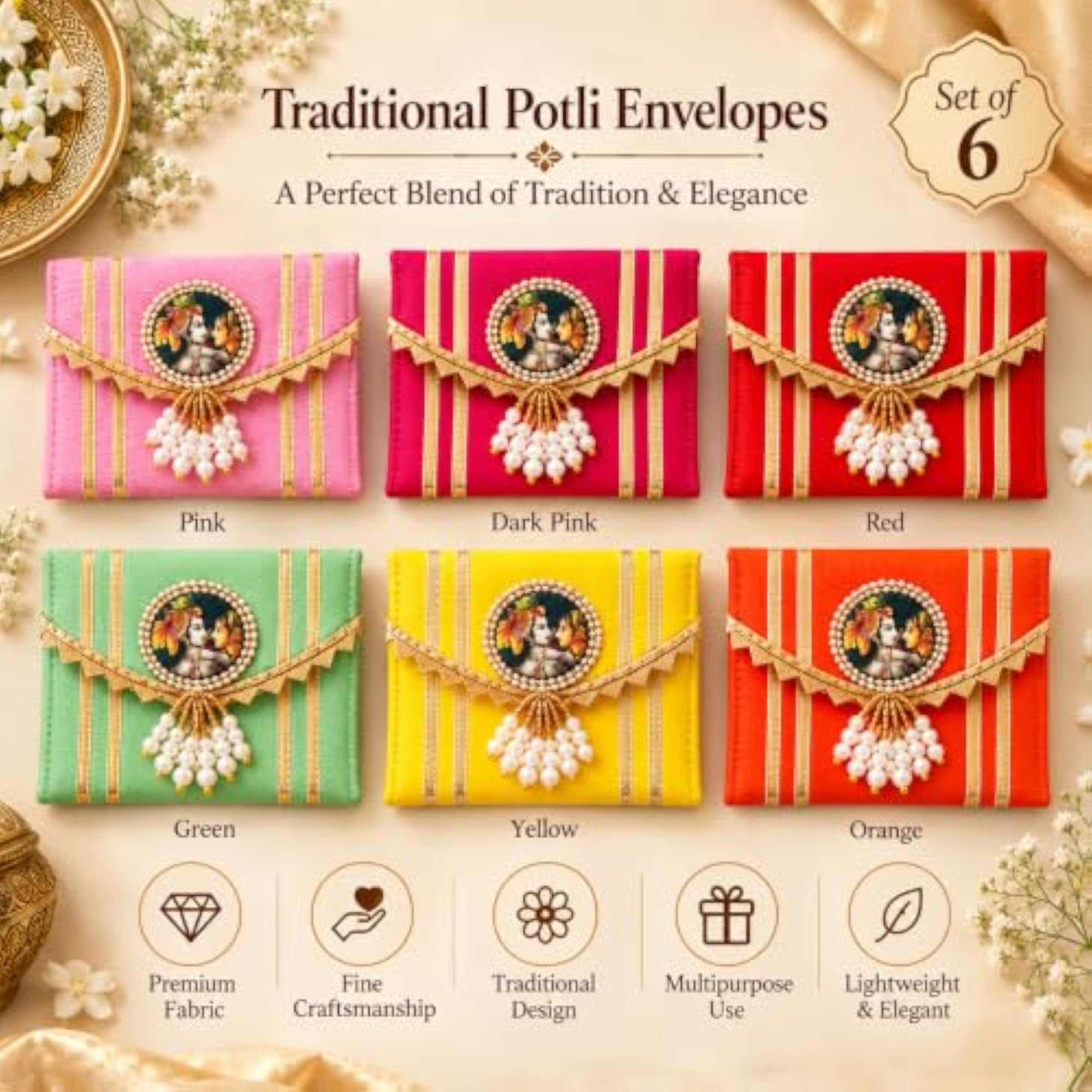 Radha Krishna Shagun Coin Pouch Envelope