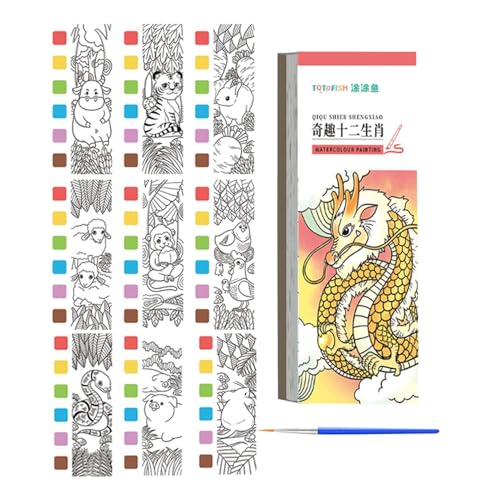 Libro para colorear al agua, juego de pintura de acuarela con pinceles y pinturas, papel de dibujo portátil, suministros de arte para niños, adultos, principiantes, artistas experimentados