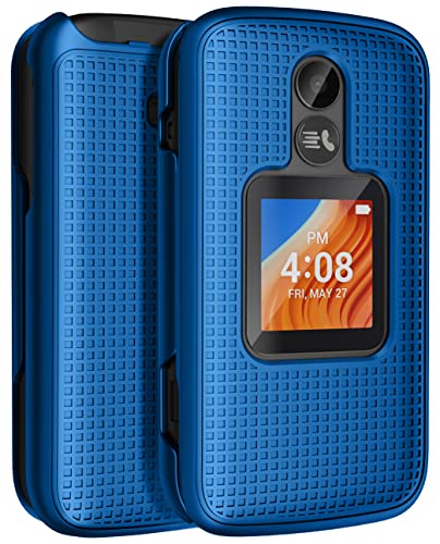 Nakedcellphone Case for Alcatel TCL Flip 2 Phone (2022), [Grid Texture] Slim Hard Shell Protector Cover for T408DL / TFALT408DCP - Cobalt Blue