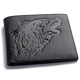 skneephate Wolf Cool Mens Wallets Leather Bifold Wallets For Men,Rfid Blocking,Gift For Him Husband (black)