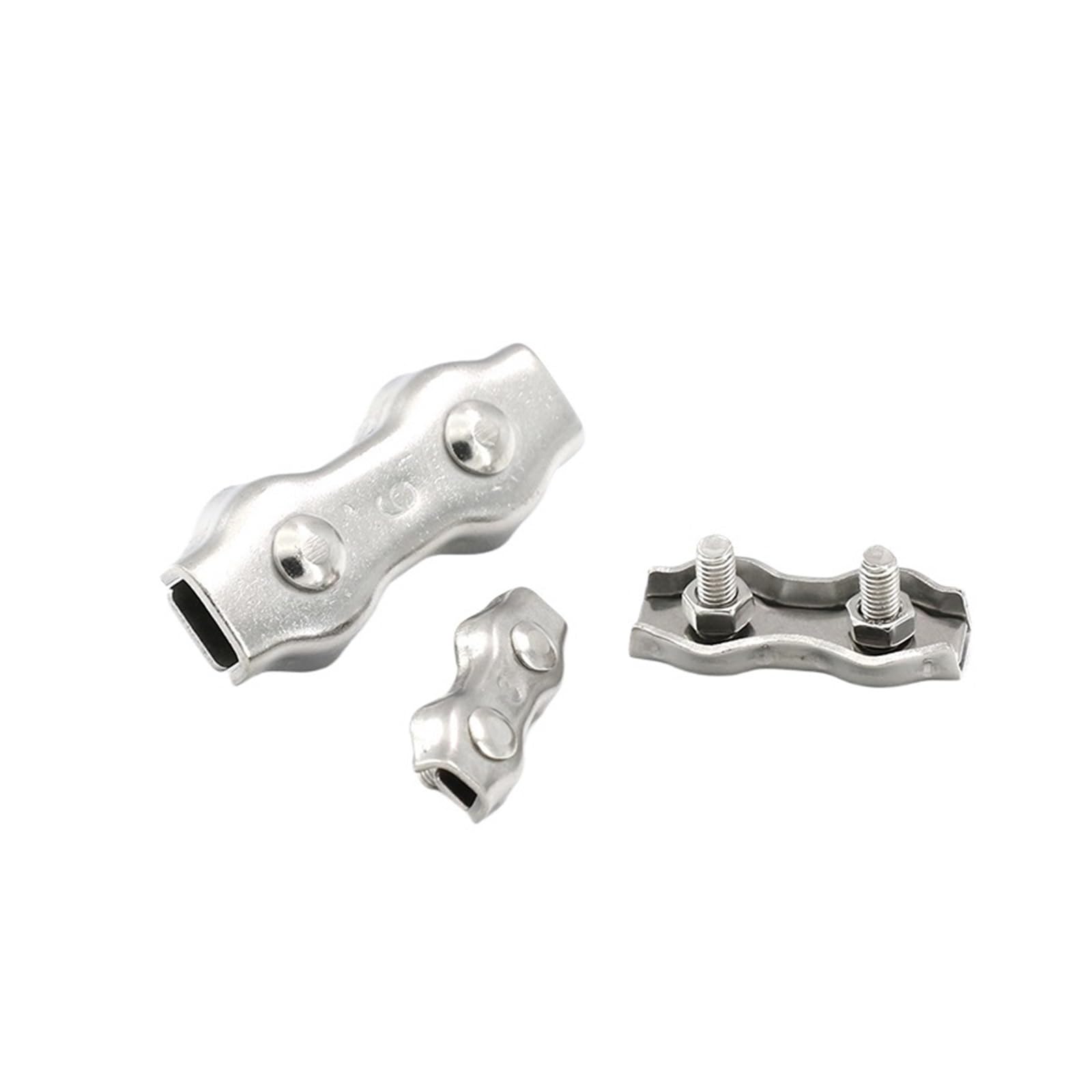 Clip di corda a filo pesante in acciaio inossidabi Morsetti for cavi a doppia impugnatura con fune metallica in acciaio inossidabile 304(5mm 2pcs)