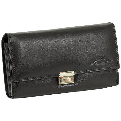 Monedero para camarero o taxista (piel de vacuno), color negro, con 3 opciones de cierre y tarjetero, piel Cover
