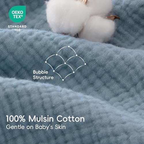 Image of PHF 100% Muslin Cotton Baby Hooded Towels, 2 Pack Bath Towel with Hood for Newborn, Infant, Toddler, Ultra Soft and Absorbent Baby Bath Essentials, Shower Gifts for Boys, 32x32Inch, Woodland