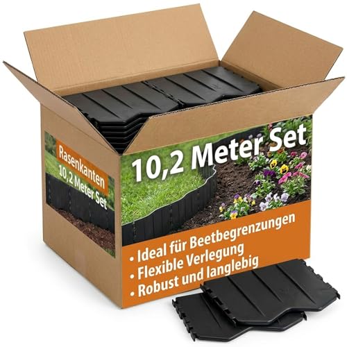 Rasenkante 10 3 m Kunststoff Beetumrandung Mähkante Stecksystem Flexibel
