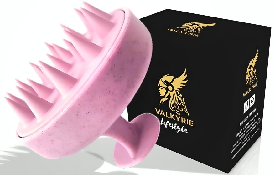 Image of VALKYRIE Shampoo Brush, Silicone Scalp Massager Head Massager, Soft Scalp Brush Hair Scrubber Scalp Exfoliator Tool for Hair Care Dandruff Removal Hair Growth for Men Women Kids Pets (PINK-35)