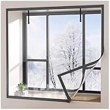 TECUUL Window Insulation for Winter, 39''X63'' Window Insulation Kit Thicken Plastic Transparent Window Film Easy Installation Keep Cold Out Weatherproof Soundproof Thermal Curtain