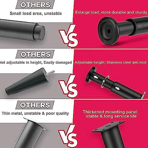 Nvanvmm 4Pcs 4Pcs Upgraded Metal Adjustable Furniture Legs 4.72-7.08 Inch Replacement Parts Legs for Bed Sofa Cabinet Couch Dresser Table B - Image 3