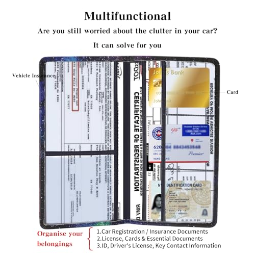 image for TILDOSAC Leather Car Registration and Insurance Card Holder, Car Docum
