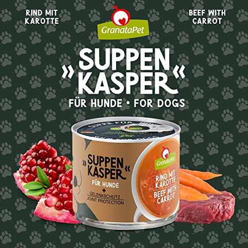 GranataPet Suppenkasper Rind mit Karotte, Suppe für glückliche Hunde, Snack mit Grünlippmuschel & Mineralien, Hundefutter ohne Getreide für eine artgerechte Ernährung, 140 g