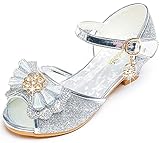 Osinnme Sandalias de boda para niños pequeños y grandes, *Silver, 16.0 cm