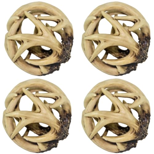 BestGiftEver Decorative Ball Entwined Spherical Rattan Faux Deer Antler Ball 4.25