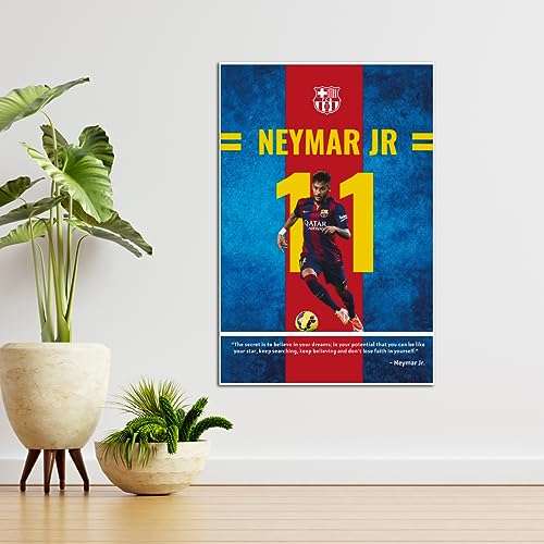 Image of TenorArts Neymar Jr Poster Barcelona Quotes Wall Posters Adhesives on back with Thick 300 GSM Matt Finish Papers (18inches x 12inches)