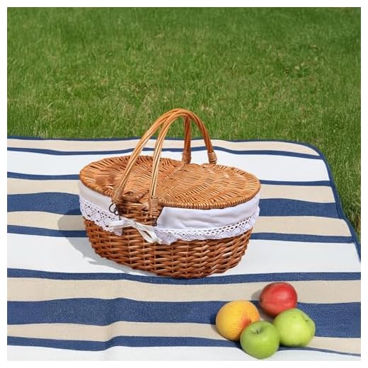 Handwoven Wicker Picnic Basket with Lid