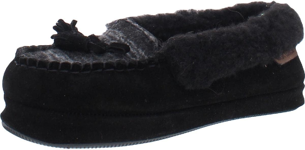 MUK LUKS Leather Goods Women's Sia Moccasin Slipper, Ebony, 9