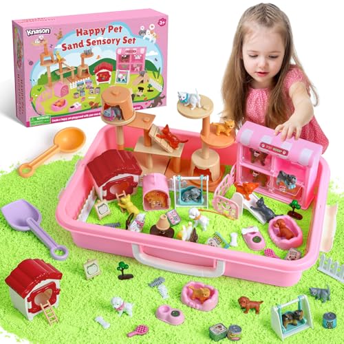 KNASON Arena Juguetes Magica para Gatos y Perros,Arena Kit para Niños y Niñas con Arenas Sensorial Blanda,Caja de Sand Juguetes Regalo de Cumpleaños para Niños de 3 4 5 6 7 8 Años