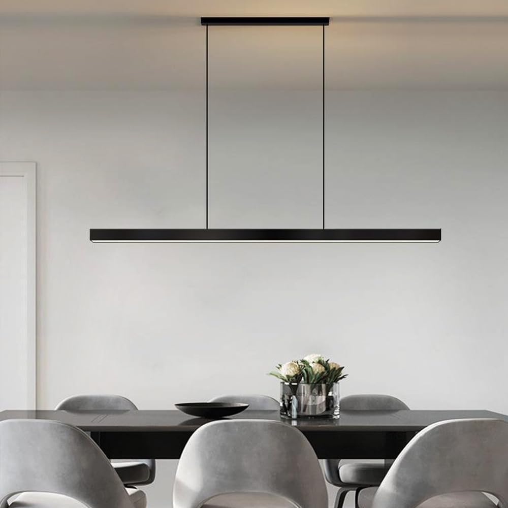 Aluminiowa Lampa Wisząca Z Długim Paskiem, Liniowa Metalowa Lampa Wisząca Z Akrylowym Kloszem, Nowoczesna Dioda Led – 6000 K, Lampy Wiszące Do Jadalni, Ultracienkie,Dark-80CM