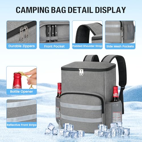 Image of Backpack Cooler - 54 Cans Large Capacity Insulated Leak Proof Backpack for Men & Women, Cooler Bag Picnic Camping Beach Hiking Travel Lunch Backpack
