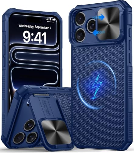 Image of for 18 Pro Case with Slide Camera Cover, Fit for Magsafe Blue