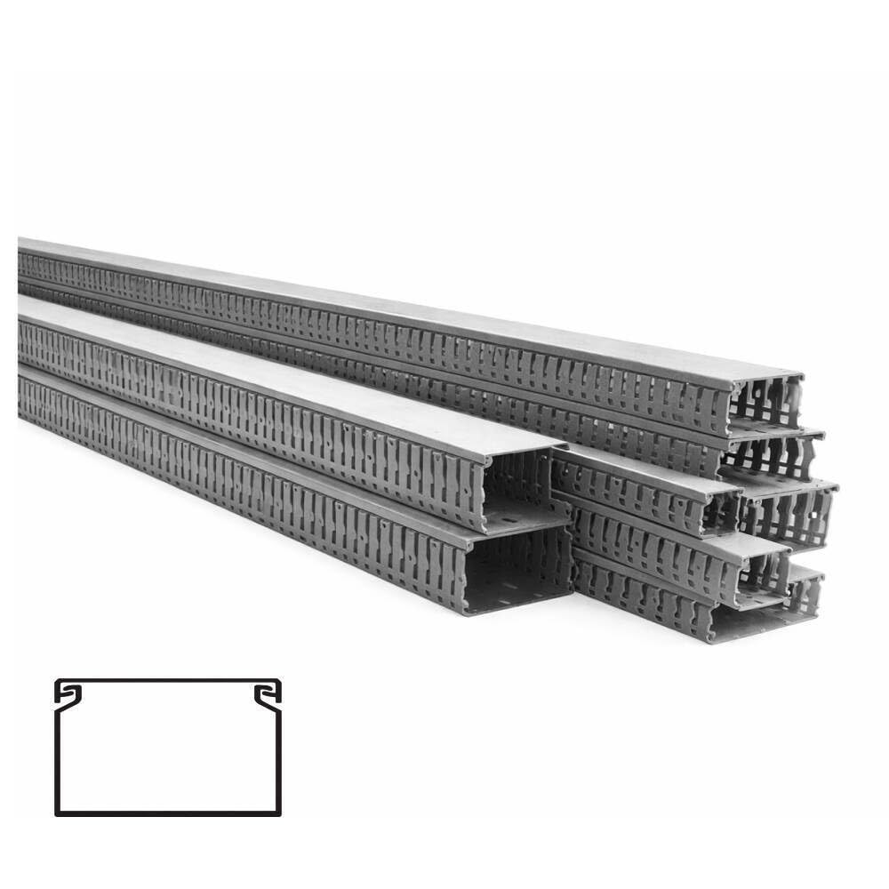 Canaleta Ranurada 40x80 – 2 Metros – PVC Resistente – Gestión De Cables – Montaje Sencillo – Apto Para Instalaciones Eléctricas – Gris