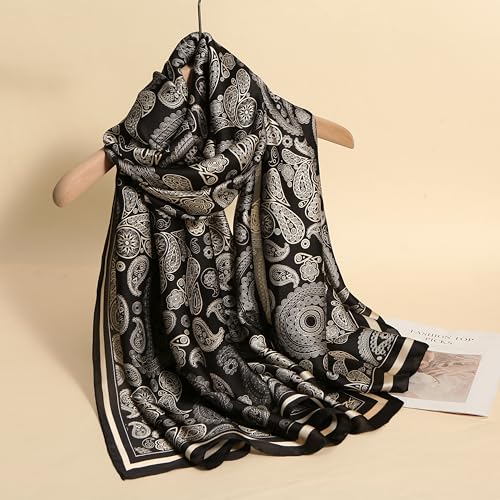 Image of MALINA Women's Polyester Silk Satin Stole Scarf - Soft Lightweight Fashion Wrap, Elegant Floral & Gradient Design, summer stole,Scarf For Women,Premium Stole,Large Size 180x90 cm'