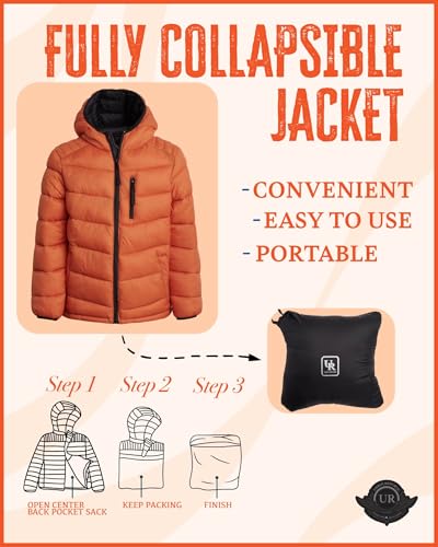 URBAN REPUBLIC Boys Puffer Jacket - Packable Warm Insulated Hooded Boys Winter Coat with Pockets (Sizes 4-20)2