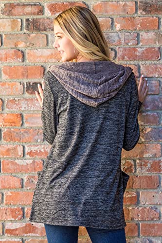Image of Eloges Women's Multi Stripe Soft Knit Open Cardigan with Suede Elbow Patch