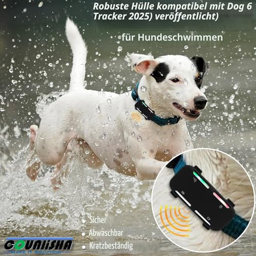 Silikon-Halterung, kompatibel mit tractive GPS Dog 6 Tracker (Version 2025) für Haustierhalsband, strapazierfähige Gummiabdeckung, sichere Hülle mit Gurt, Halskette für Dog6 Tag (2pack,schwarz)