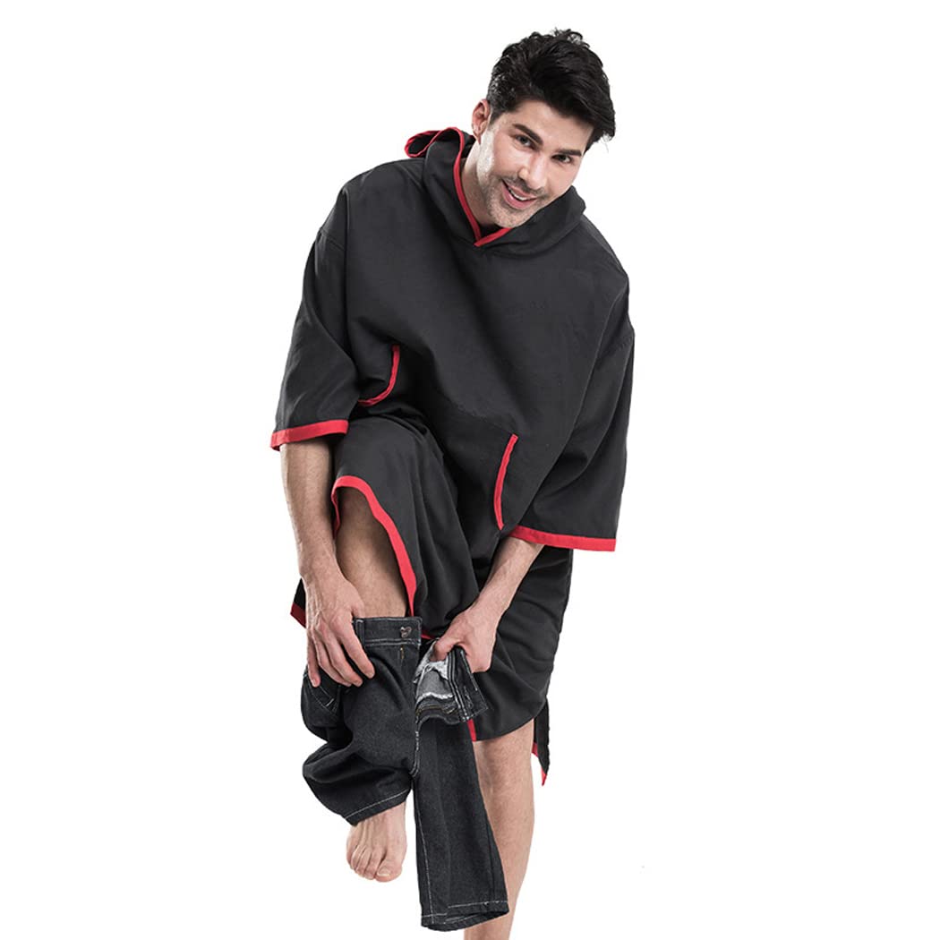 LANGWEI Accappatoio Asciugamano in Microfibra per Adulti Poncho Muta da Nuoto Leggera con Cappuccio ad Asciugatura Rapida per Il Surf, Il Nuoto, Gli Sport Acquatici