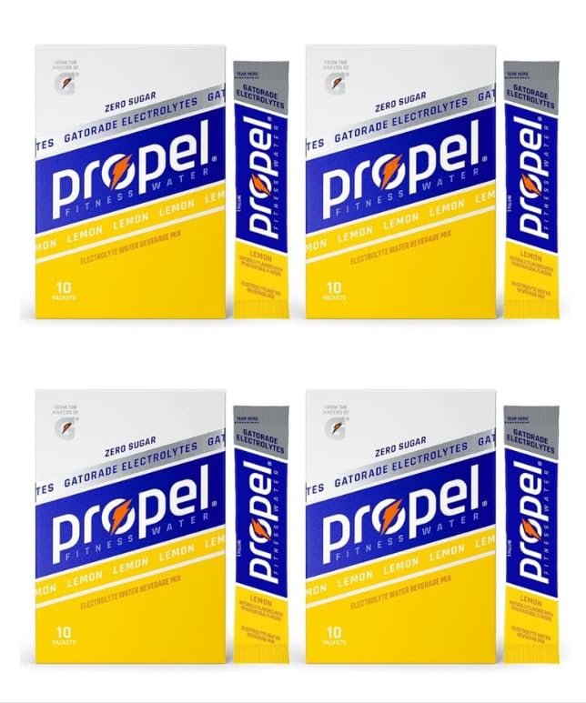 Propel Zero Sugar Electrolyte Powder Packets, 10 count pack of 4 (40 Count, Lemon)