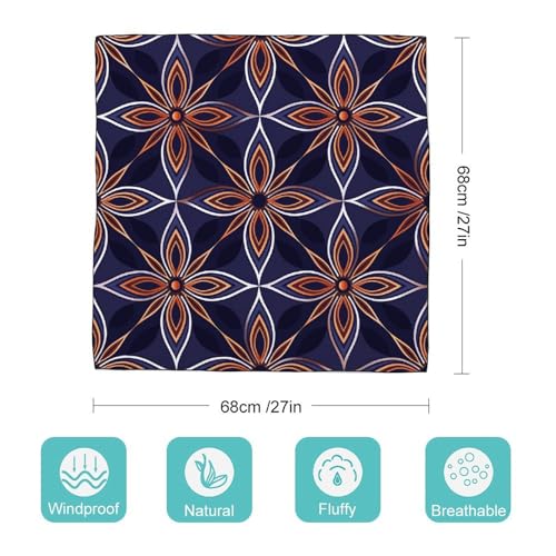Dark Blue And Brown Head Scarf for Women Lightweight Fashion Wraps Headscarf Neck Scarf Sunscreen Shawls for Gift Scarves 27"" X 27"", 0ne size2