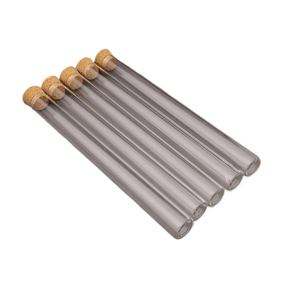 Borosilikatglas-Reagenzgläser, Reagenzgläser aus Borosilikatglas mit Korkstopfen, 15 x 150 mm, flacher Boden, 19 ml, 20 Stück
