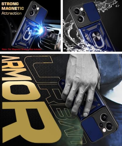 Image of Luxe Back Cover Compatible for Vivo Y51 Pro 5G / Vivo T5X 5G / iQOO Z11X 5G|D10 Tough Armor Case |Sliding Camera Shield |360 Protection |Kickstand Ring Holder | Military-Grade Bumper Case - Blue