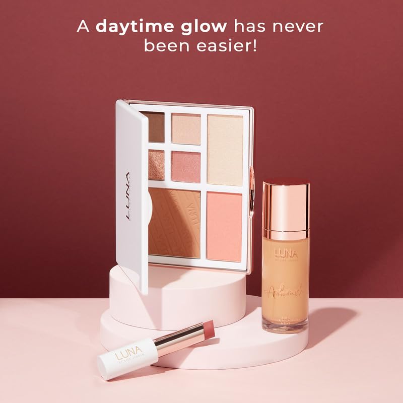 LUNA Glam & Glow Palette - All In One Makeup Kit with Contour, Highlighter, Eyeshadow & Blusher - Perfect Powder Makeup Palette for Teens and Women - Image 7