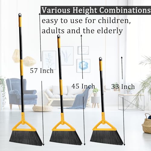 Image of Heavy Duty Yellow Angle Broom with Long Handle - 2 Pack