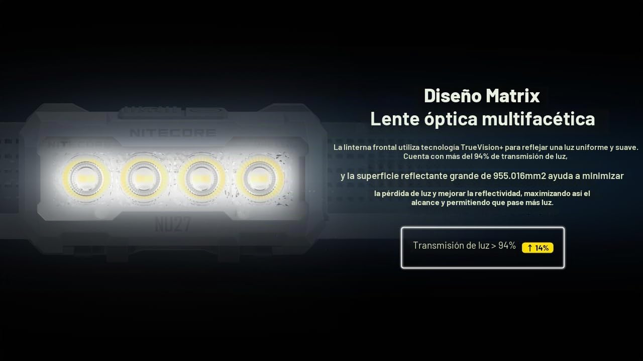 Nitecore NU27 - Linterna frontal recargable, color negro