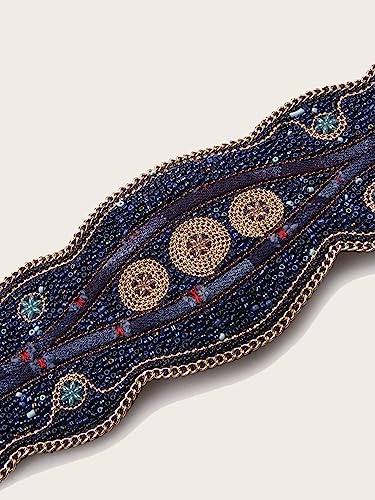Women Bohemian Elastic Waist Belt Ethnic Beaded Wide Waist Chain Strech Cinch Belt for Dresses3